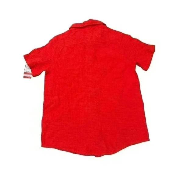 Cat & Jack Youth Boys Short Sleeve Gauze Woven Shirt Red NWT Size Large 10/12 - Picture 2 of 2